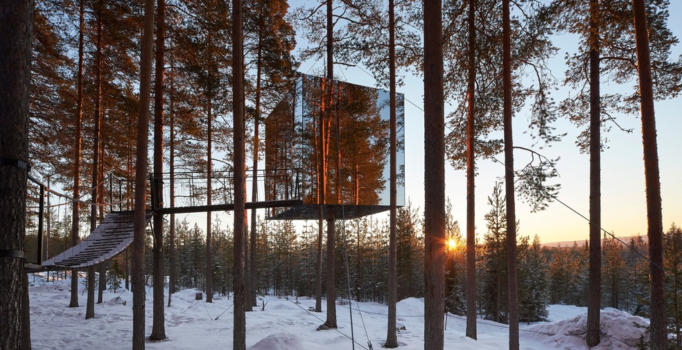 Treehotel, na Suécia, tem esse — Foto: Getty Images
