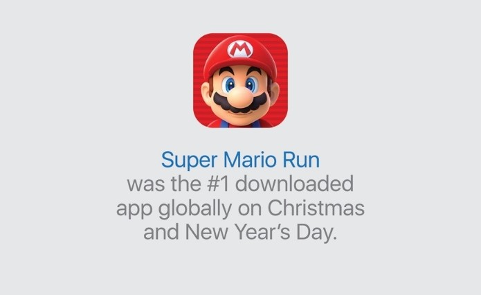 Super Mario Run é o app mais baixado no período de Natal e Ano Novo (Foto: Divulgação/Apple)