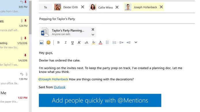 Outlook.com tem ferramenta que permite marcar pessoas em e-mails (Divulgação/Microsoft)