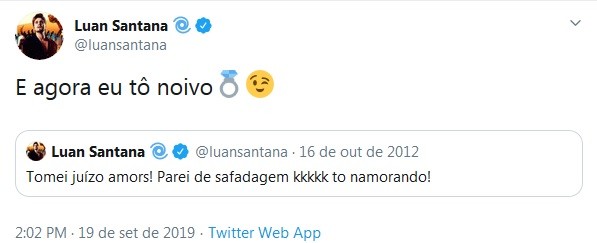 Luan Santana compartilha antigo tuíte (Foto: Reprodução/Twitter)