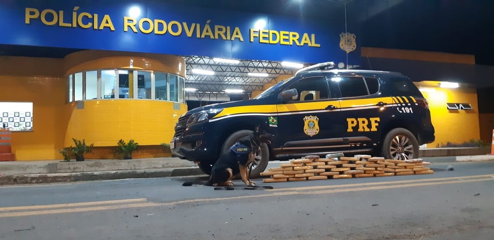Passageira é presa com 37 quilos de maconha durante abordagem em Floriano, Sul do Piauí — Foto: Divulgação/PRF