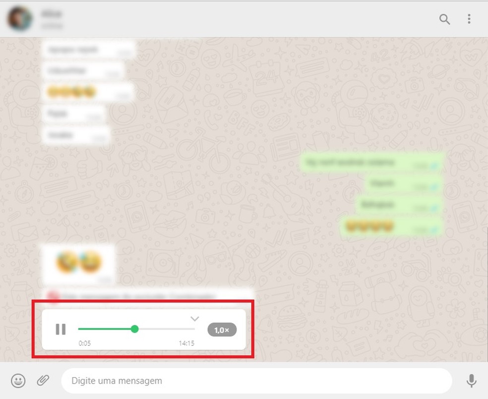 Ouvindo áudios sem a confirmação de reprodução no WhatsApp Web — Foto: Reprodução/Clara Fabro