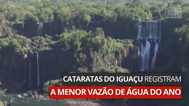 VÍDEO: Cataratas do Iguaçu registram a menor vazão de água do ano