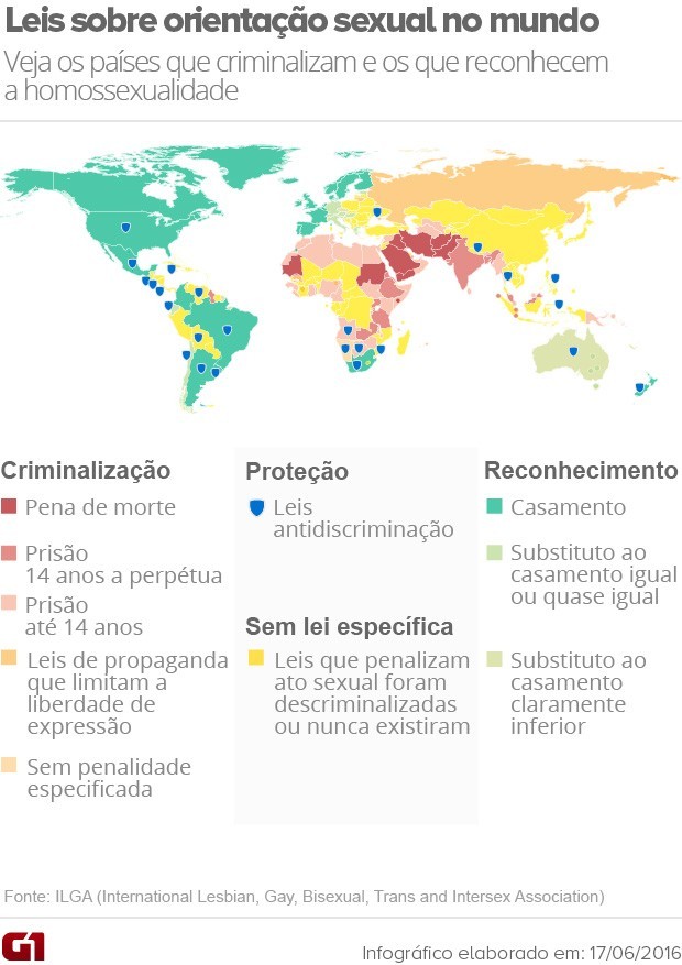 Muito além da Argélia, relação homossexual é crime em cerca de 70 países; 13 preveem pena de morte (Foto: Reprodução / G1)