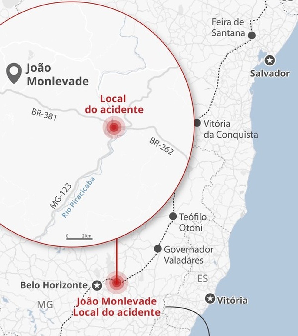 Local em João Monlevade com dois graves acidentes em pouco mais de um mês. — Foto: G1