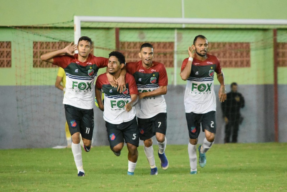 Humaitá comemora gol contra Rio Branco-AC na Série D — Foto: Arquivo pessoal/Manoel Façanha