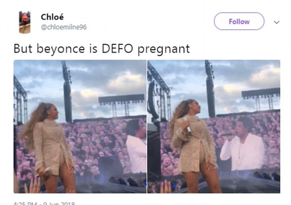 Uma fã comentando a foto que levantou a suspeita da nova gravidez de Beyoncé (Foto: Twitter)