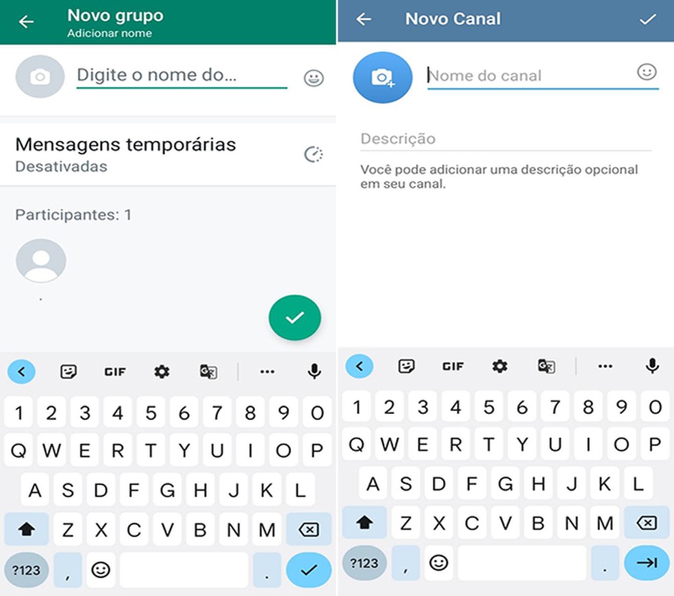 Grupos, canais e comunidades podem ser criadas no WhatsApp e Telegram; confira diferenças  — Foto: Reprodução/Flávia Fernandes