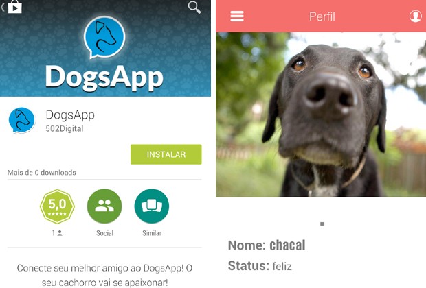 Telas do aplicativo DogsApp (Foto: Divulgação)