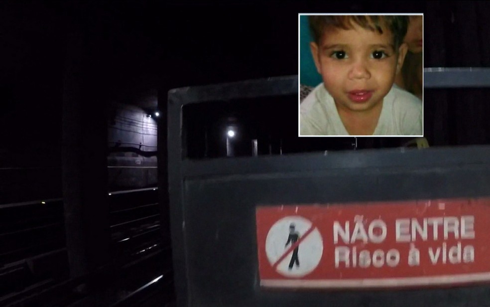 Corpo do menino Luan foi encontrado dentro do túnel do Metrô — Foto: TV Globo/Reprodução