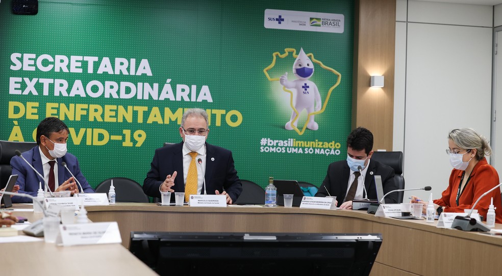 Fórum de Governadores se reúne com ministro da Saúde, Marcelo Queiroga — Foto: Walterson Rosa/MS