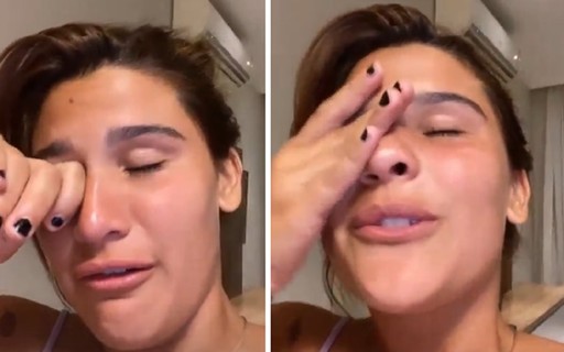 Giulia Costa chora de saudade de casa e faz videochamada com pet