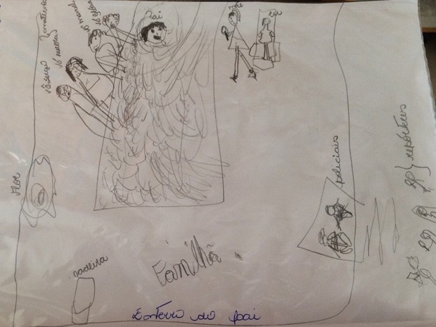 Filha de capitão de UPP morto fez desenho mostrando enterro (Foto: Divulgação/Arquivo Pessoal)