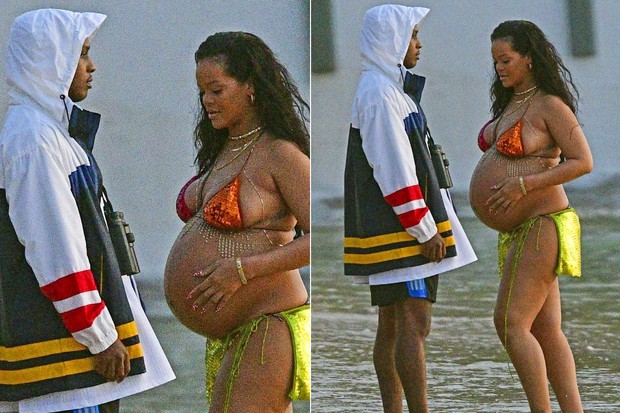 Rihanna exibe barriga de grávida com A$AP Rocky, horas antes de prisão (Foto: The Grosby Group)