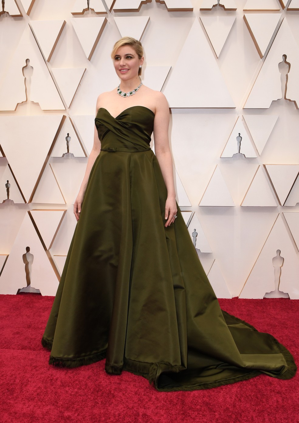 A diretora Greta Gerwig no Oscar 2020 — Foto: Robyn Beck / AFP