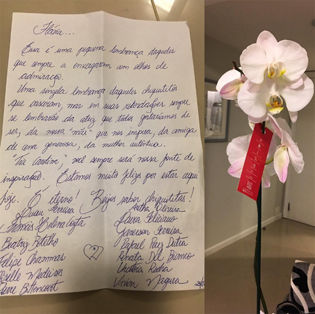 Carta de ex-chiquititos para Flavia Monteiro  (Foto: Reprodução)