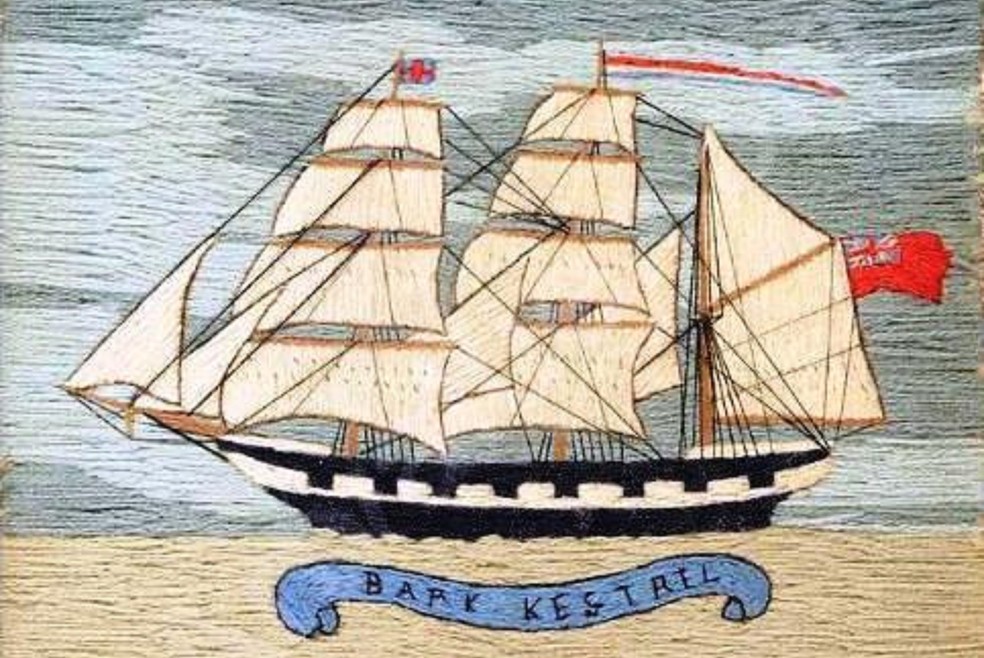 Quadro pintado em Londres revela o veleiro Kestrel, que encalhou em Santos (Foto: Reprodução)