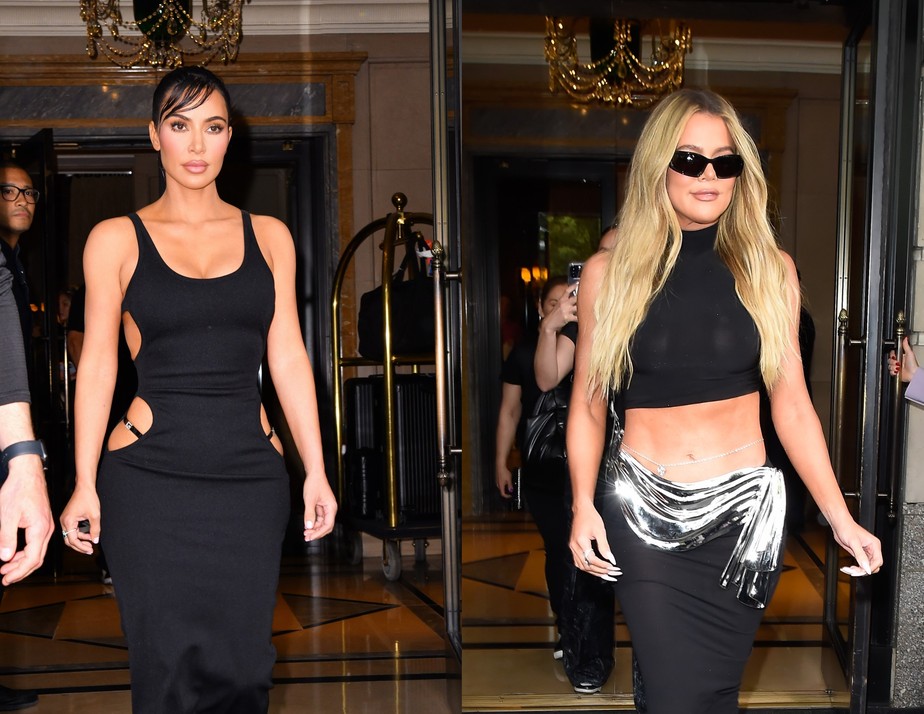 Kim e Khloé Kardashian coordenam look em Los Angelos