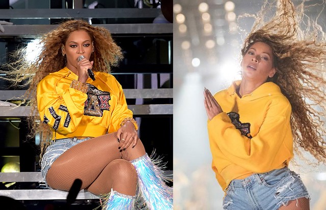 Beyoncé no Coachella e em foto postada em seu Instagram logo em seguida (Foto: Getty Images/ Reprodução Instagram)