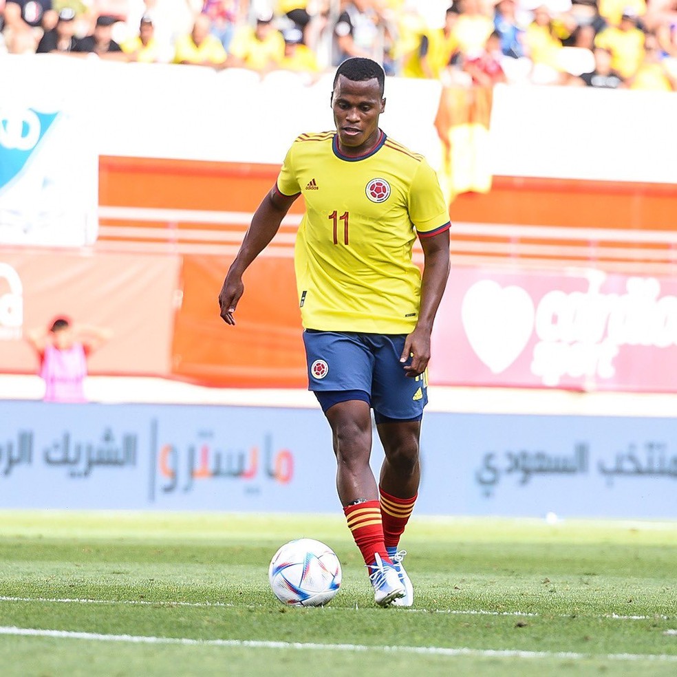 Arias em sua estreia pela seleção da Colômbia — Foto: Divulgação / seleção colombiana