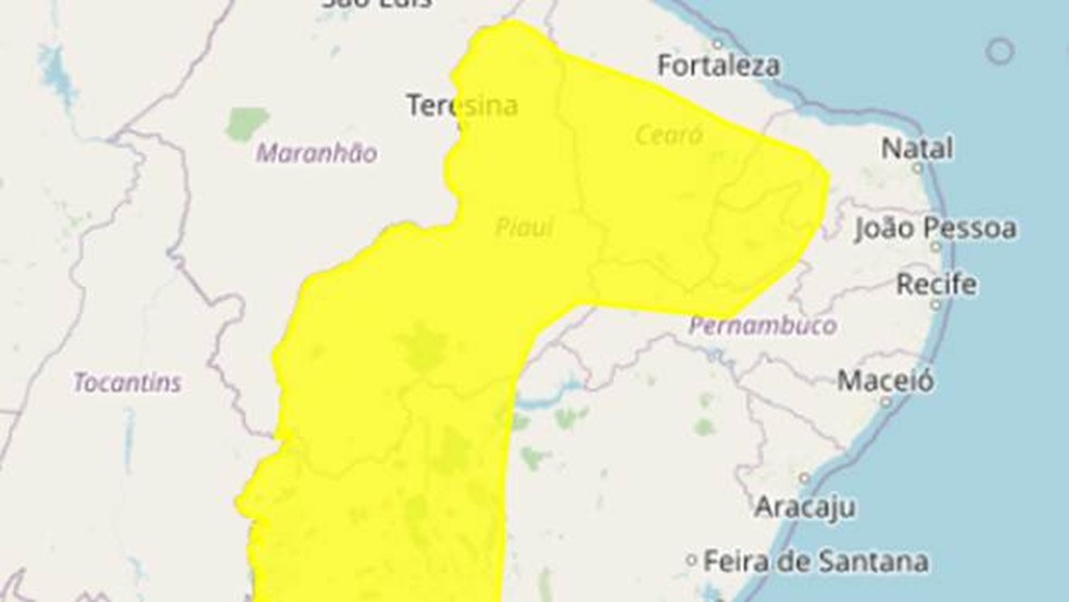 Inmet emite alerta de baixa umidade para 85 cidades da Paraíba — Foto: Inmet/Reprodução