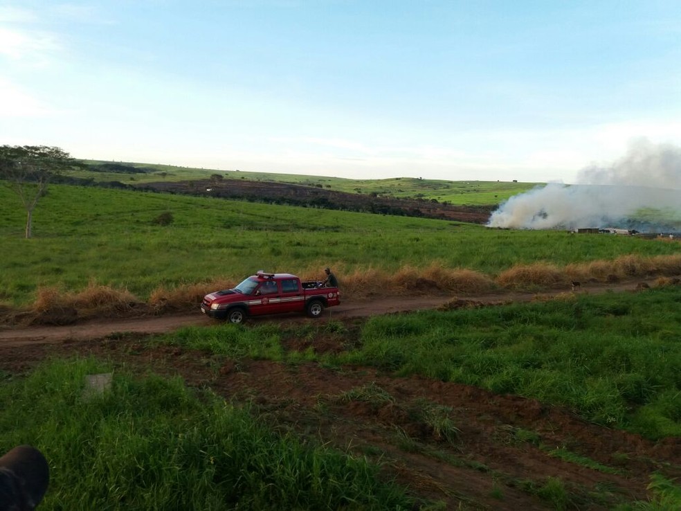 Incêndio atingiu cerca de cinco lotes em Marabá Paulista (Foto: Wellington de Souza Oliveira/Cedida)