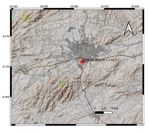Abalo sísmico de magnitude 1.7 é registrado em Caruaru