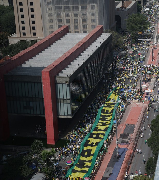 Manifestação na avenida Paulista neste domingo, 12 de abril (Foto: Paulo Pinto/Fotos Públicas)