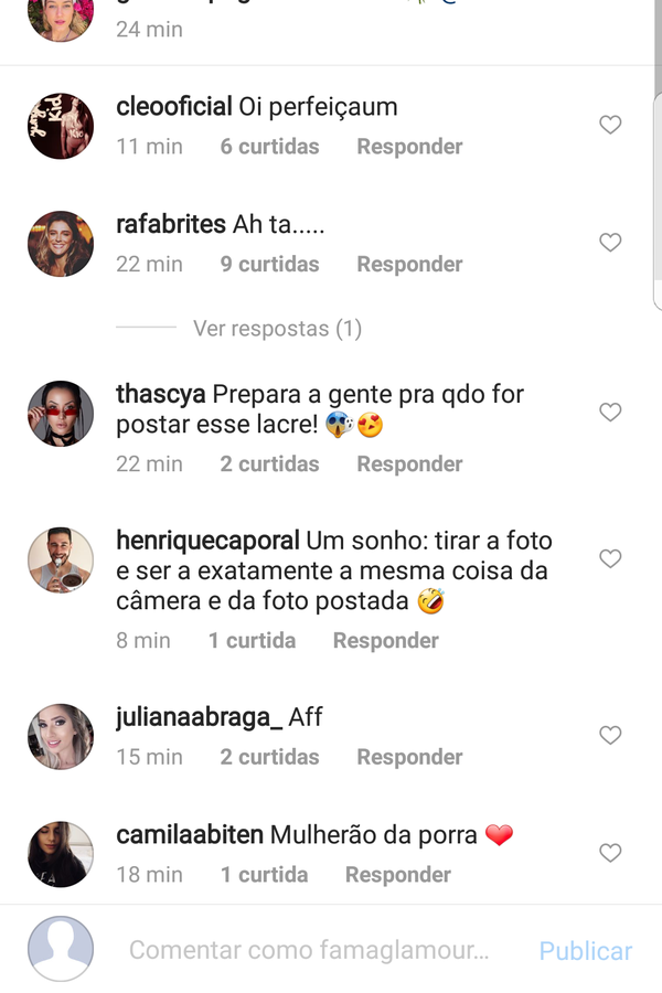 Pugli recebeu comentários de famosas! (Foto: Instagram/Reprodução)