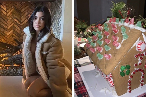 Kourtney Kardashian aproveitou o Natal para construir casa de pão de gengibre (Foto: Instagram)