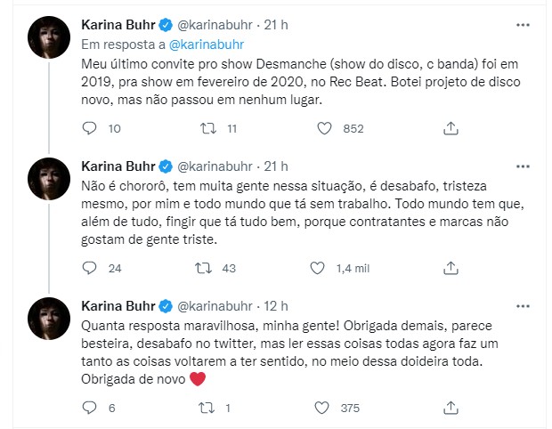 O desabafo de Karina Buhr (Foto: Reprodução Twitter)