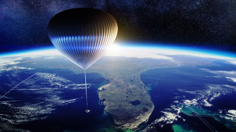As primeiras viagens de turistas no balão estão previstas para o início de 2024 (Foto: Space Perspective )