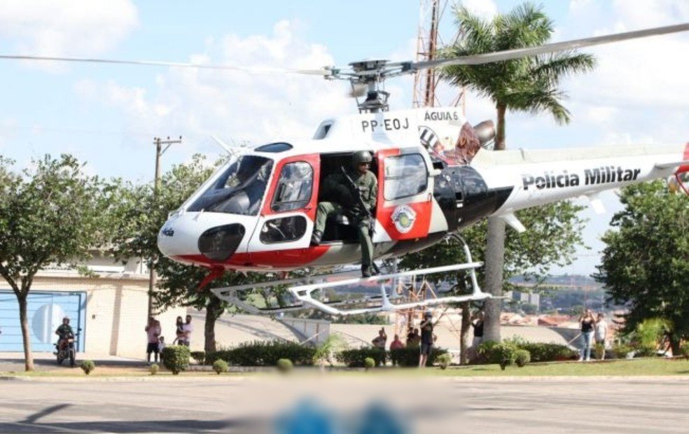 Helicóptero Águia da PM integrou 'Operação Impacto' em Itapetininga (SP) — Foto: 22º BPM/Divulgação
