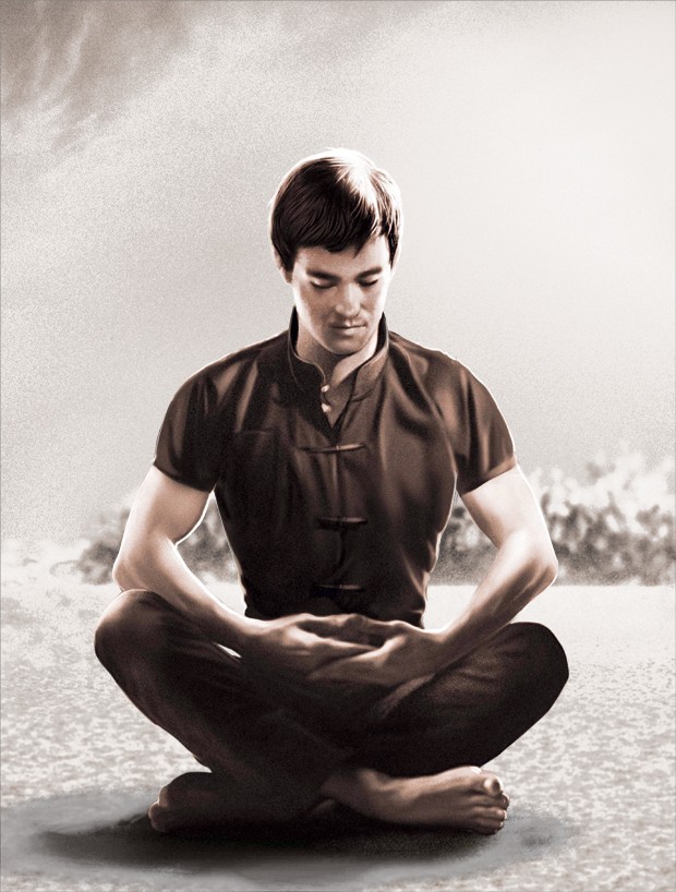 Bruce Lee - O ícone das artes marciais costumava praticar meditação antes dos embates (Foto: Alexandre Jurban)