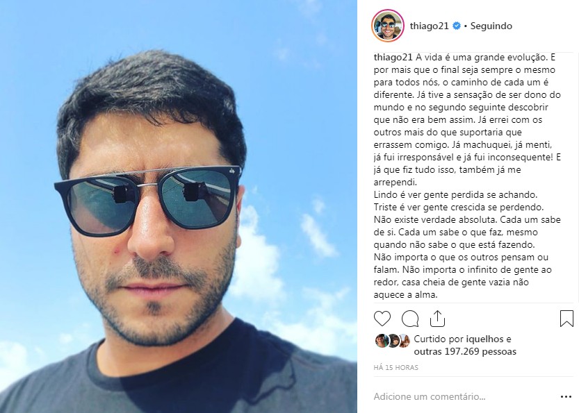 Publicação de Thiago Magalhães (Foto: Reprodução/Instagram)
