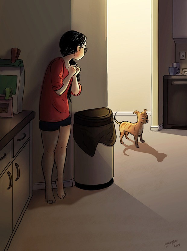 Ilustração de  Yaoyao Ma Van As sobre as delícias de morar sozinha (Foto: Yaoyao Ma Van As / Reprodução)