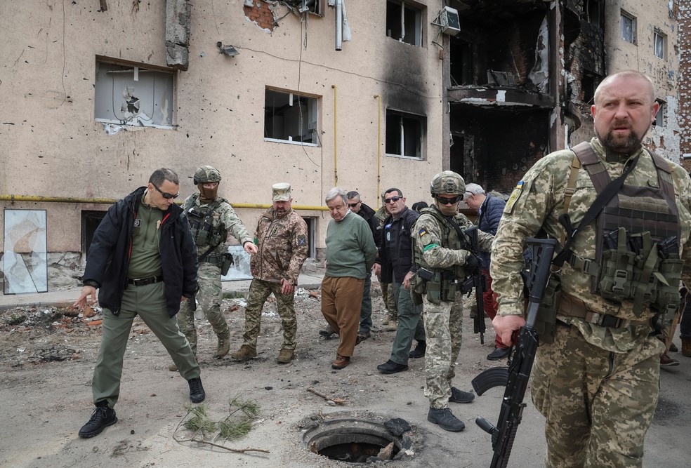 Ap&oacute;s Moscou, secret&aacute;rio-geral da ONU chega a Kiev e diz que 'guerra &eacute; um  absurdo no s&eacute;culo XXI' | Mundo | G1