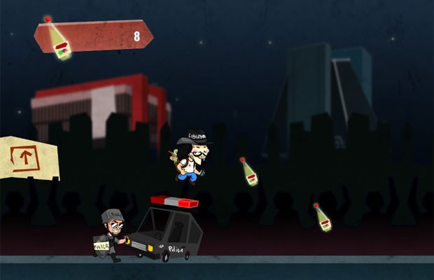 No game 'V de Vinagre', usuário deve fugir da polícia e pegar potes de vinagre (Foto: Reprodução)