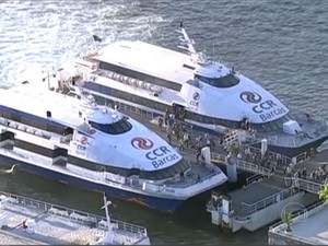 Circulação de barcas é normal na manhã desta terça-feira (20) (Foto: Reprodução / TV Globo)