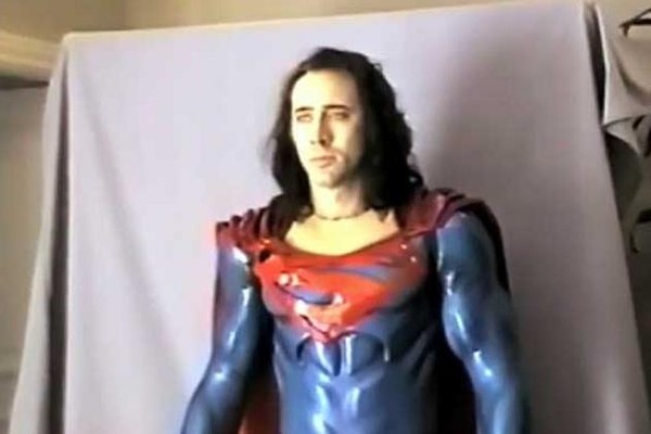 Nicolas Cage em prova de figurino para 'Superman Lives' (Foto: Reprodução / Redes Sociais)