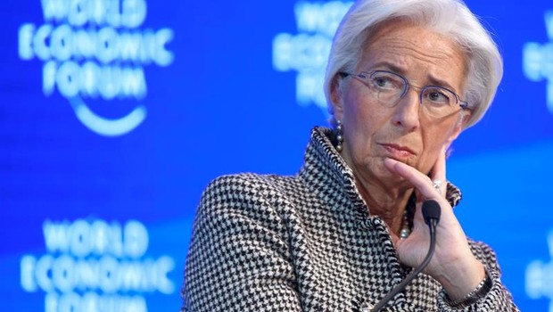 Christine Lagarde, presidente do Fundo Monetário Internacional (FMI), durante o Fórum Econômico Mundial (Foto: LAURENT GILLIERON/EFE)