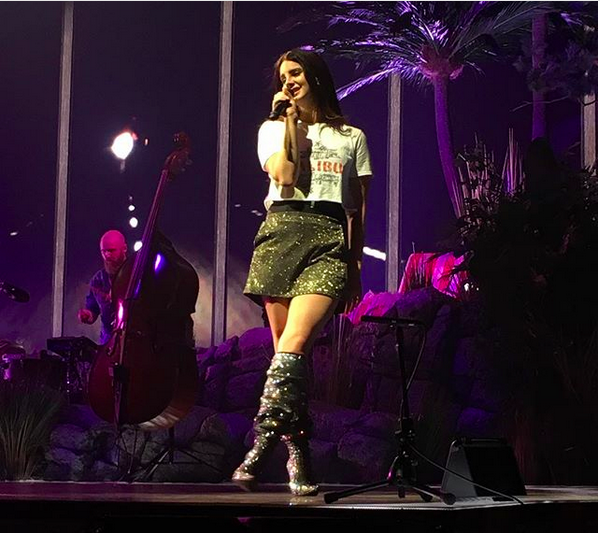 A cantora Lana Del Rey em seu show na Antuérpia (Foto: Instagram)