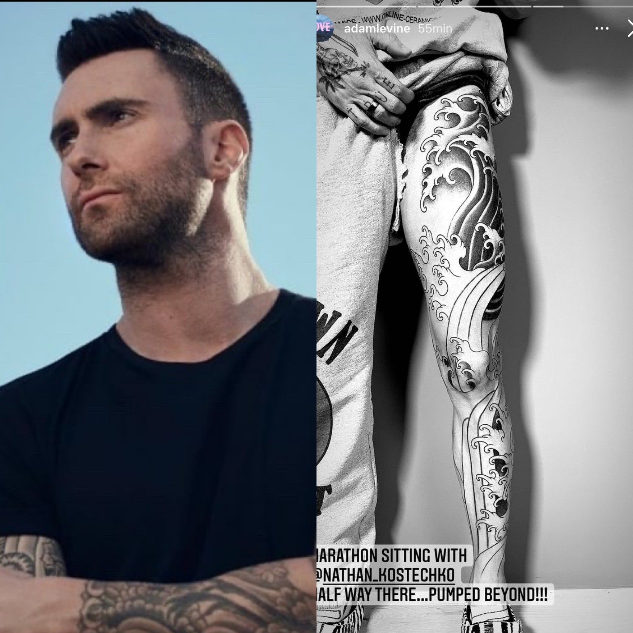 Adam Levine revela nova tatuagem nas redes sociais (Foto: Instagram)