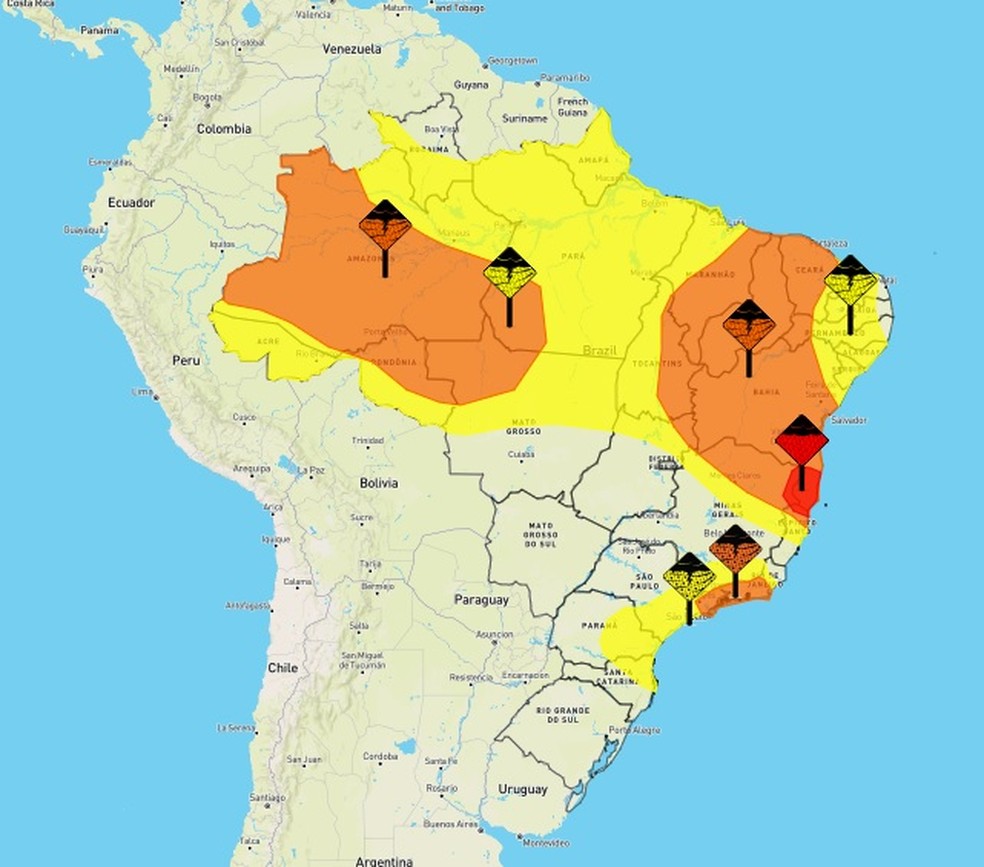 Piauí em alerta laranja para intensas chuvas e ventos fortes — Foto: Reprodução/Inmet