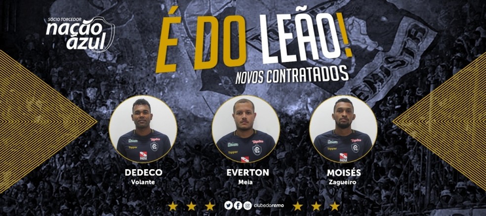 Dedeco, Everton e MoisÃ©s sÃ£o os primeiros reforÃ§os para SÃ©rie C do Brasileiro (Foto: DivulgaÃ§Ã£o/Remo)