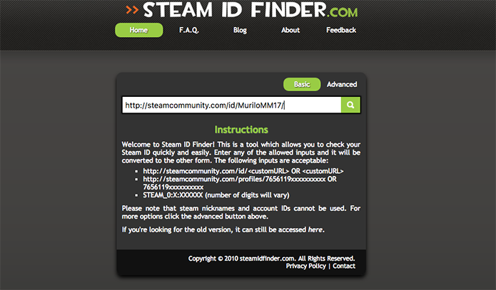 Abra o Steam ID Finder (Foto: Reprodução/Murilo Molina)