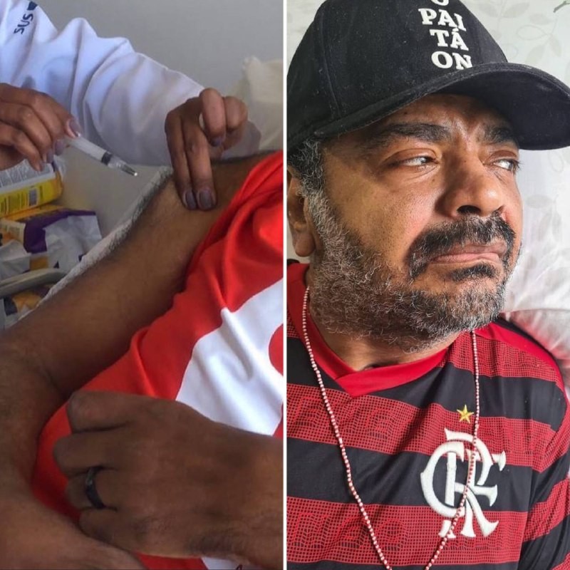 Arlindo Cruz recebe a primeira dose da vacina contra a COVID-19 (Foto: Reprodução / Instagram)
