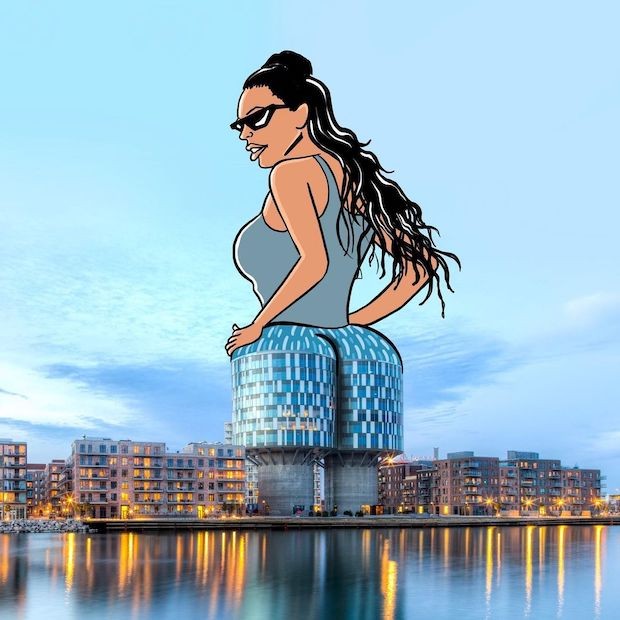Construção oval em Copenhagen, na Dinamarca, é similar às formas físicas das Kardashians, segundo o artista (Foto: Robin Yayla / Reprodução)