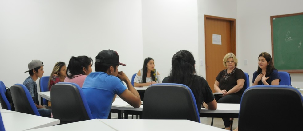 Priscila Amorim em encontro na escola — Foto: Acervo Pessoal