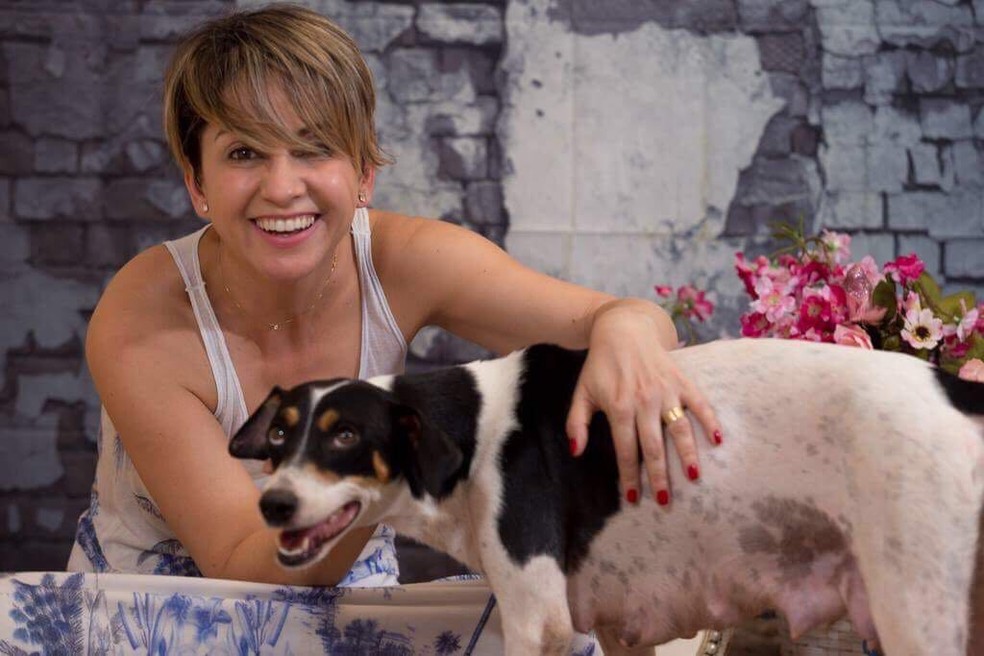 A cadela agora batizada de Tita mora com o casala Frank e Giselli em Porto Velho (Foto: Frank Busatto/Arquivo Pessoal)